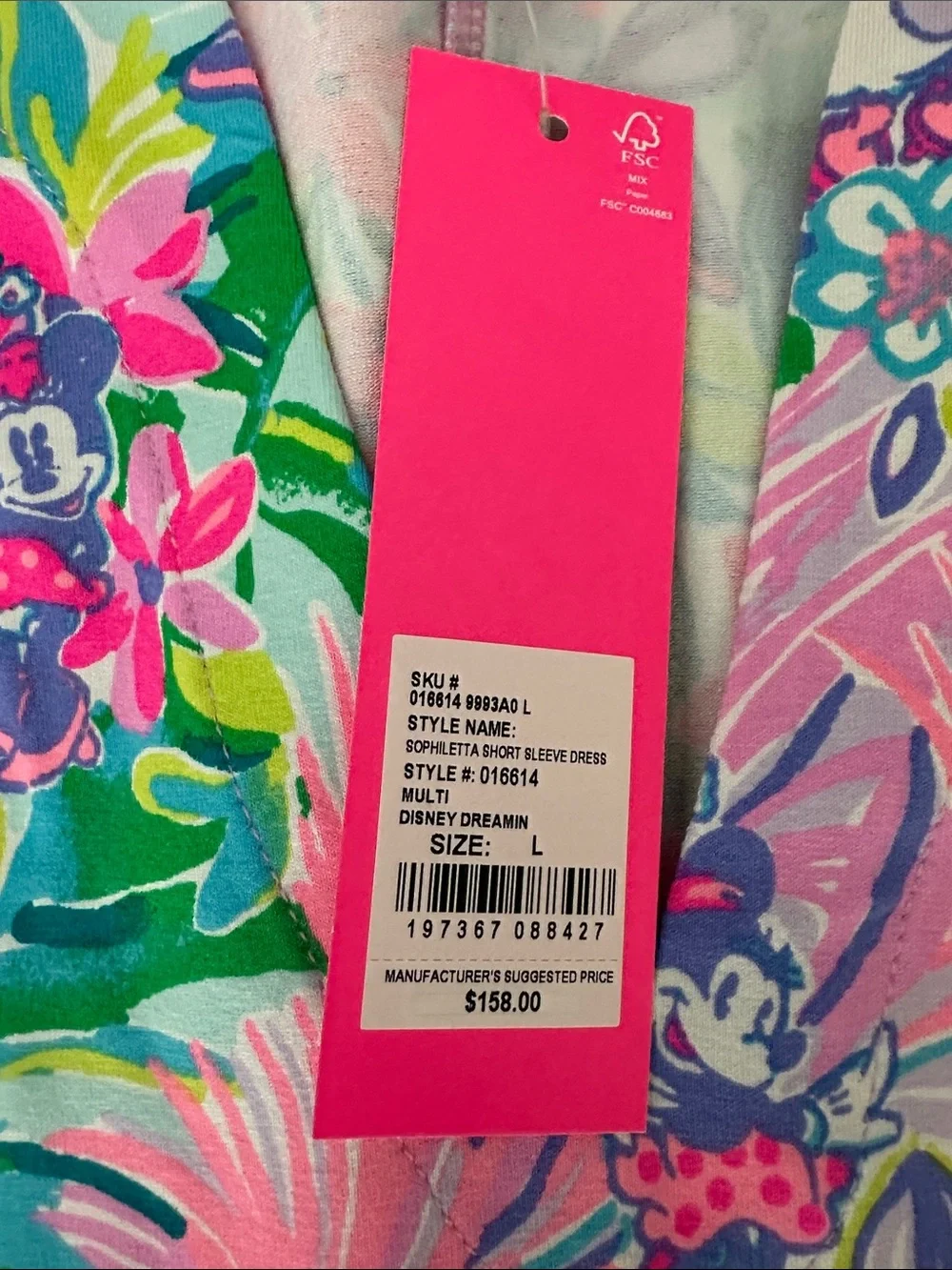 NWT, Lilly Pulitzer + Disney Sophiletta Dress in Disney Dreamin, Size L